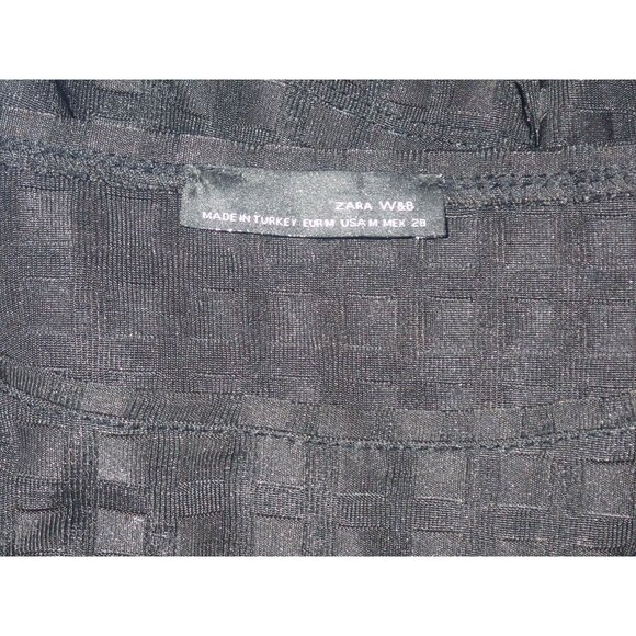 Zara W&B Women's‎ Black Textured Stretchy 3/4 Sleeve Top Shirt Tunic Size M - Picture 5 of 5